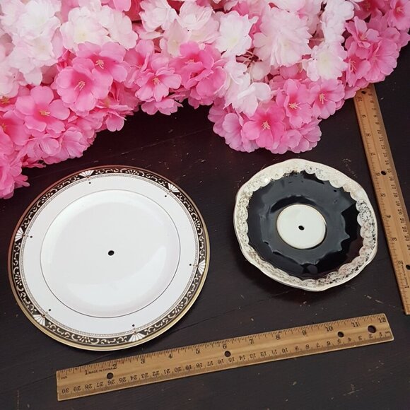 Handmade 2-Tier Stand Tea Party Dessert Jewelry Trinket Tray Christmas Gift - Picture 4 of 5